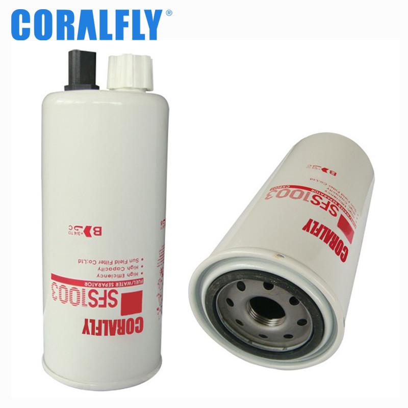 Fs1003 P551103 3406889 CORALFLY Fuel Water Separator Spin - On With Drain , Sensor Port And Reusable Sensor